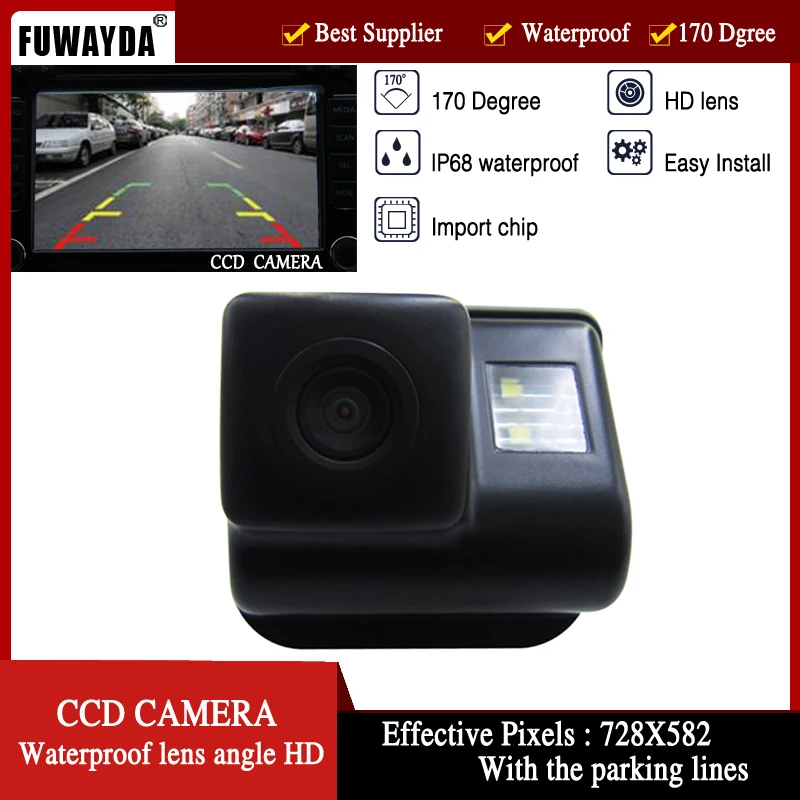 

FUWAYDA CCD night vision waterproof reversing backup car rearview camera parking lines for Mazda 3 Mazda 6 Mazda CX-7 Mazda CX-9