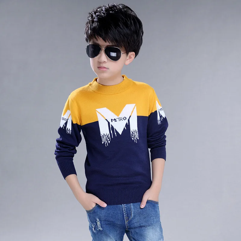 Детский свитер зимняя новинка хлопковая одежда с круглым вырезом для мальчиков