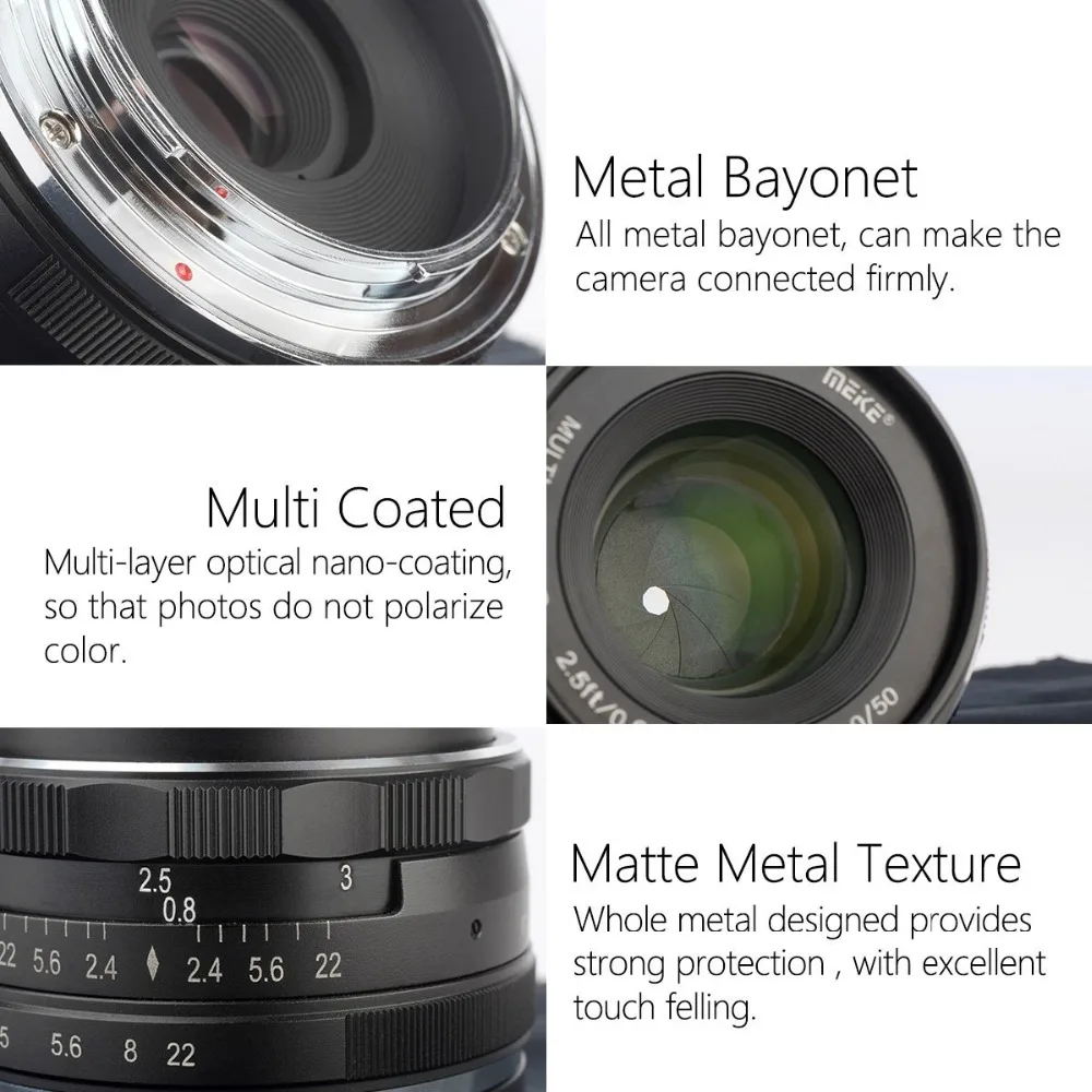 Объектив Meike с ручной фокусировкой большой диафрагмой фиксированный для камер