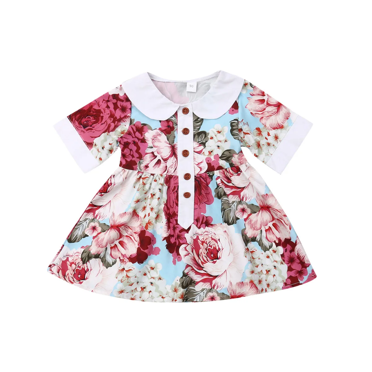 Новое летнее платье с цветочным рисунком для маленьких девочек хлопковый