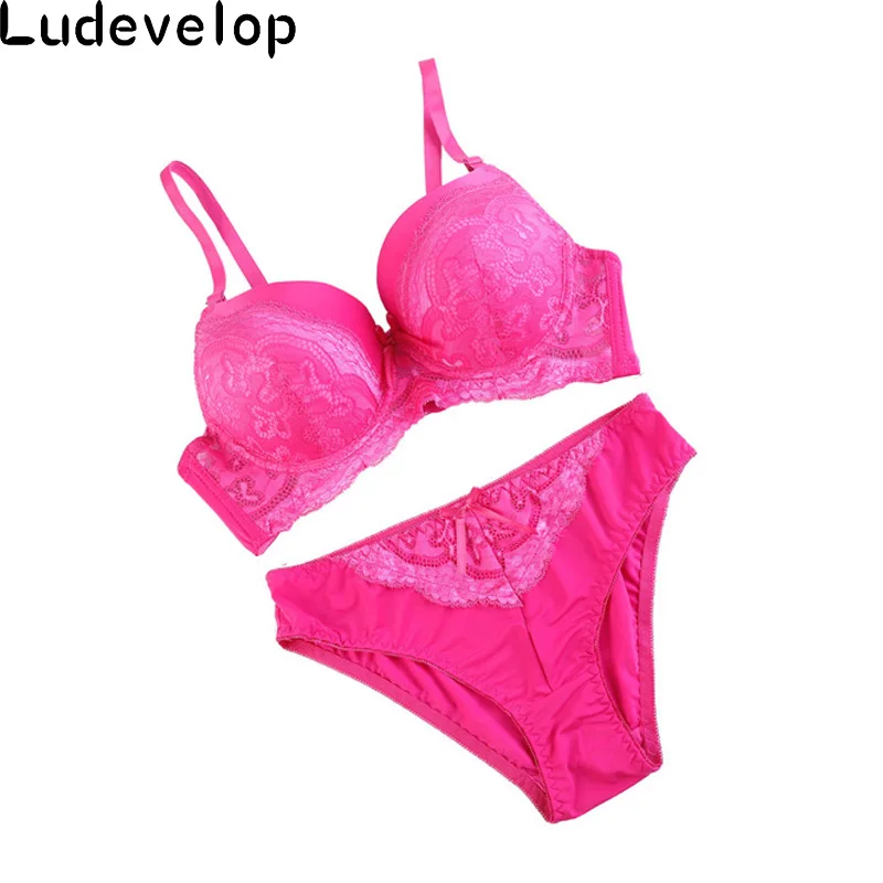 New Good Quality Big Size BC Cup Women Bra Set Push Up Lace Brief Sets Sexy Brassiere Embroidered Underwear 6 Colors | Женская одежда