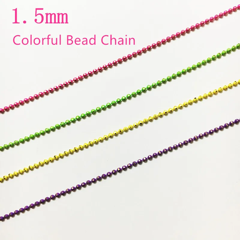 

4YARDS 1.5MM color bead chain paint oblique edge ultra-small chain doll clothing accessories diy