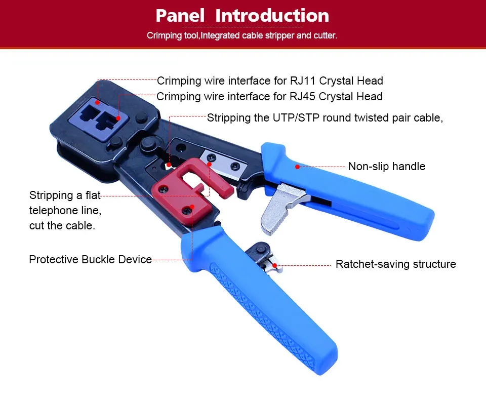 NF-5004 сетевые инструменты rj45 rj11 обжимной инструмент для зачистки кабеля Двойной модульный обжимной инструмент набор для зачистки проводов