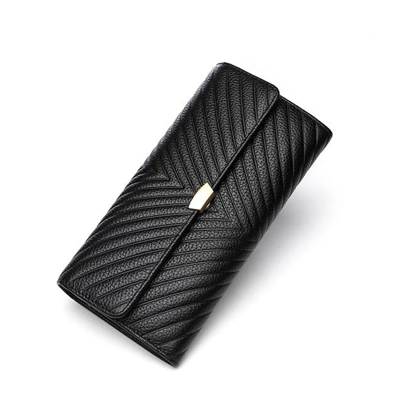 8039 black San Maries Роскошные Брендовые женские длинные кошельки леди накладка коровья кожа кошелек женский кошелек телефон клатч деньги женский кошелек - Цвет: 8039 black
