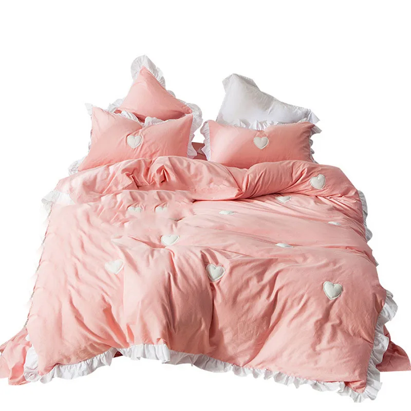 Ins/хлопковый комплект из 4 предметов Зимний толстый теплый кружевной с вышивкой