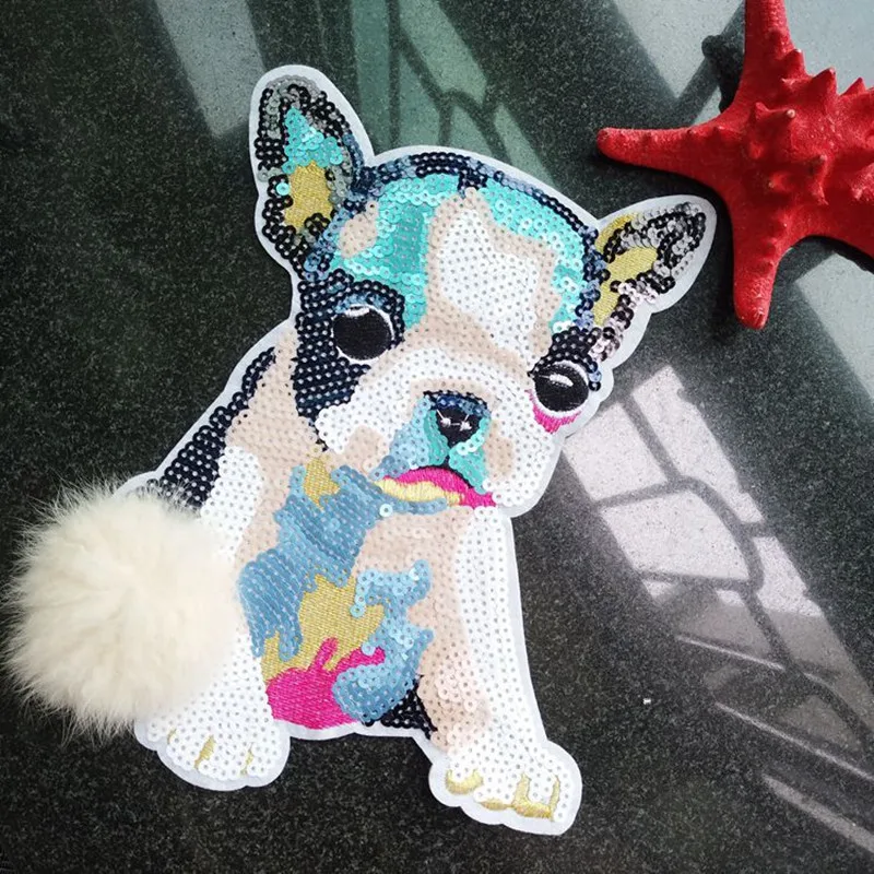 

Hot sell Hairball Puppy Sequins Embroidery Apparel Accessories Jeans T-shirt DIY Patch dog sew on