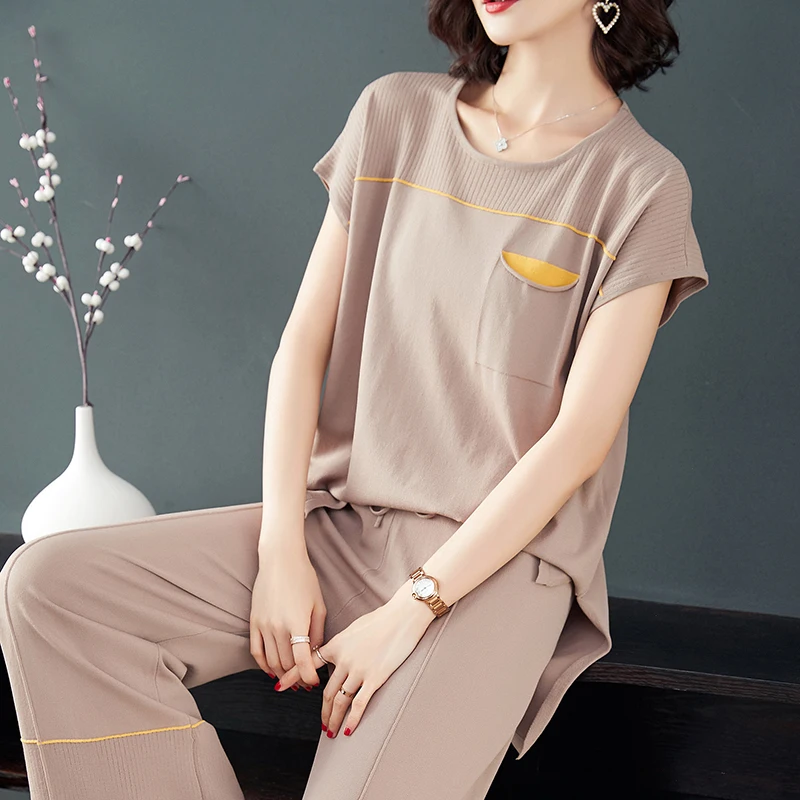2XL брендовый костюм лето 2019 женский новые цветные повседневные комплекты