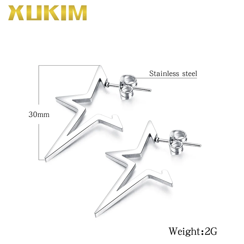 WEO319 b Xukim ювелирные изделия Хип Хоп унисекс серьги для женщин и мужчин звезда