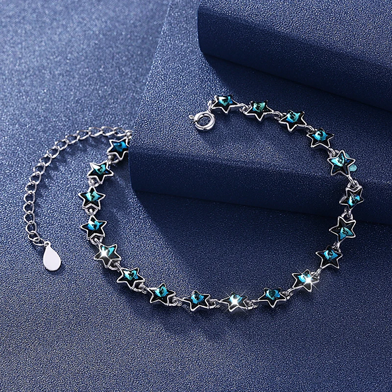 Женский браслет с бусинами LEKANI из серебра 925 пробы кристаллами SWAROVSKI роскошные