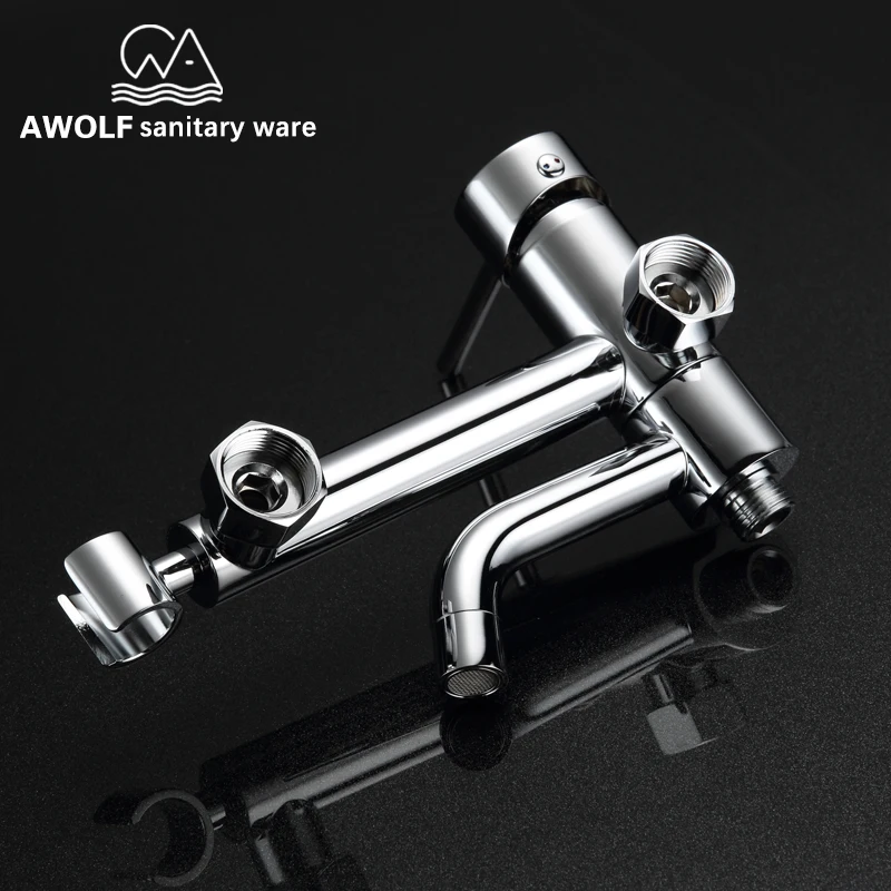 

Shower Faucet Simple Hand Held Shower Mixer Tap Set Brass Chrome Hot And Cold Mixer Faucet Douched kit ABS Sprayer Head AP2134