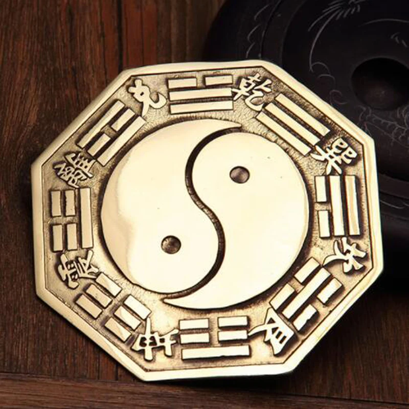 Фэншуй Китайский вогнутая выпуклая Медь Taiji bagua зеркало на стене висит 8