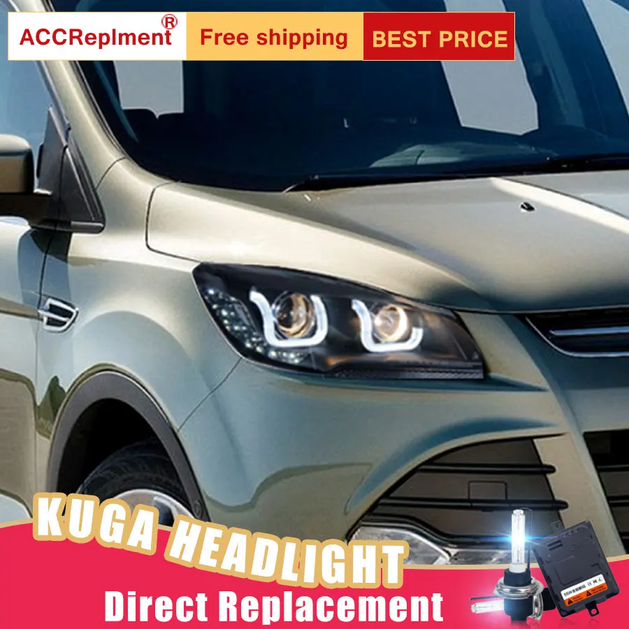 2Pcs LED Headlights For Ford escape/kuga 2013-2015 led car lights Angel eyes xenon HID KIT Fog Daytime Running Lights | Автомобили и