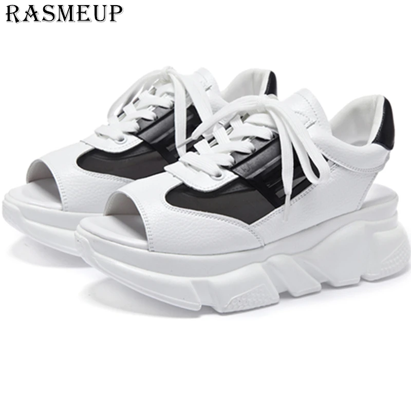 Женские сандалии RASMEUP кожаные на толстой подошве в римском стиле высоком каблуке