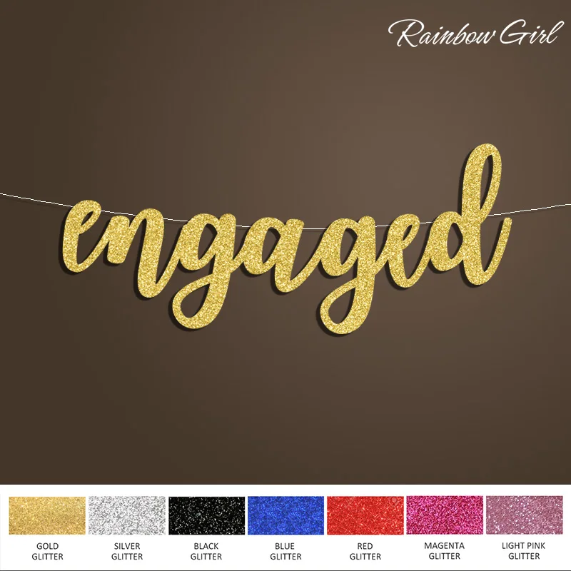 Помолвленный баннер золотые блестящие буквы знак декорации фона свадебный душ