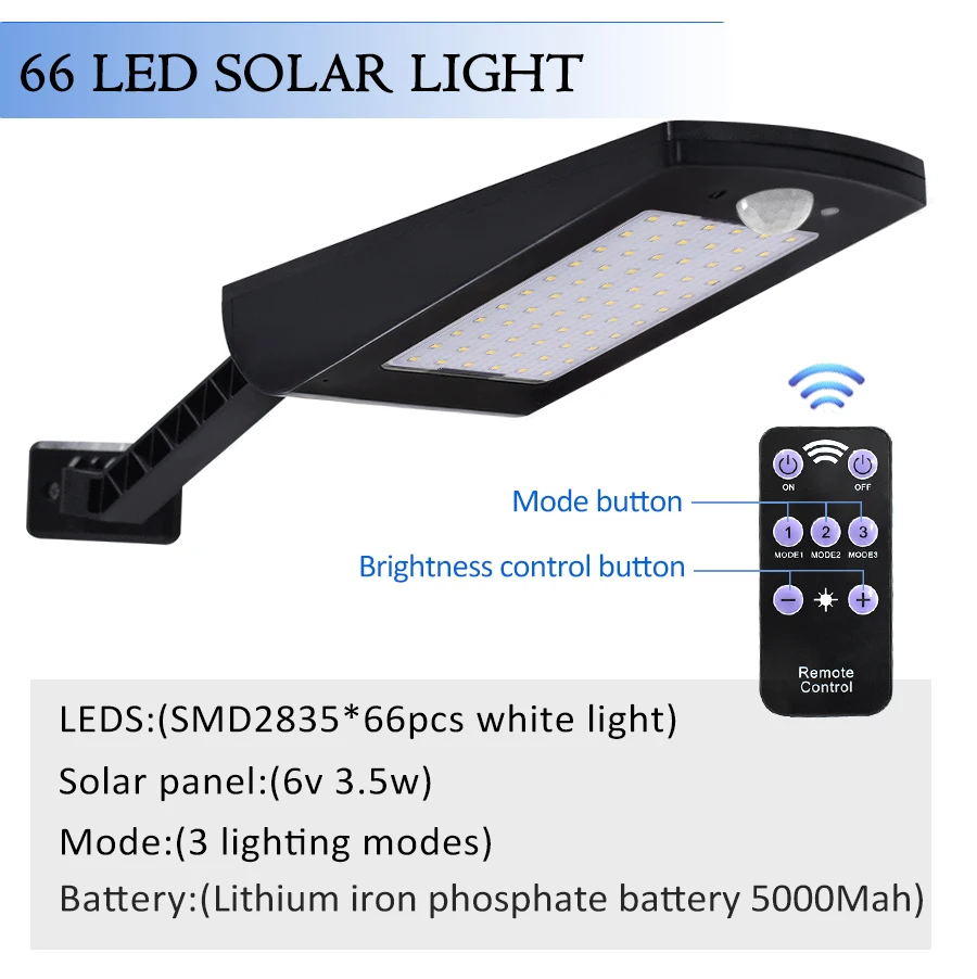 900lm Солнечная лампа 3 режима 2 углы Rotable 900Lm 66Led открытый беспроводной Ip65 Водонепроницаемый солнечный светильник для сада настенный двор