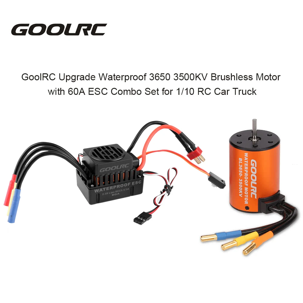 

GoolRC обновление водонепроницаемый 3650 3660 3100KV 3500KV 3900KV 4300KV бесщеточный двигатель с 60A ESC Комбинированный набор для 1/10 RC Car Truck