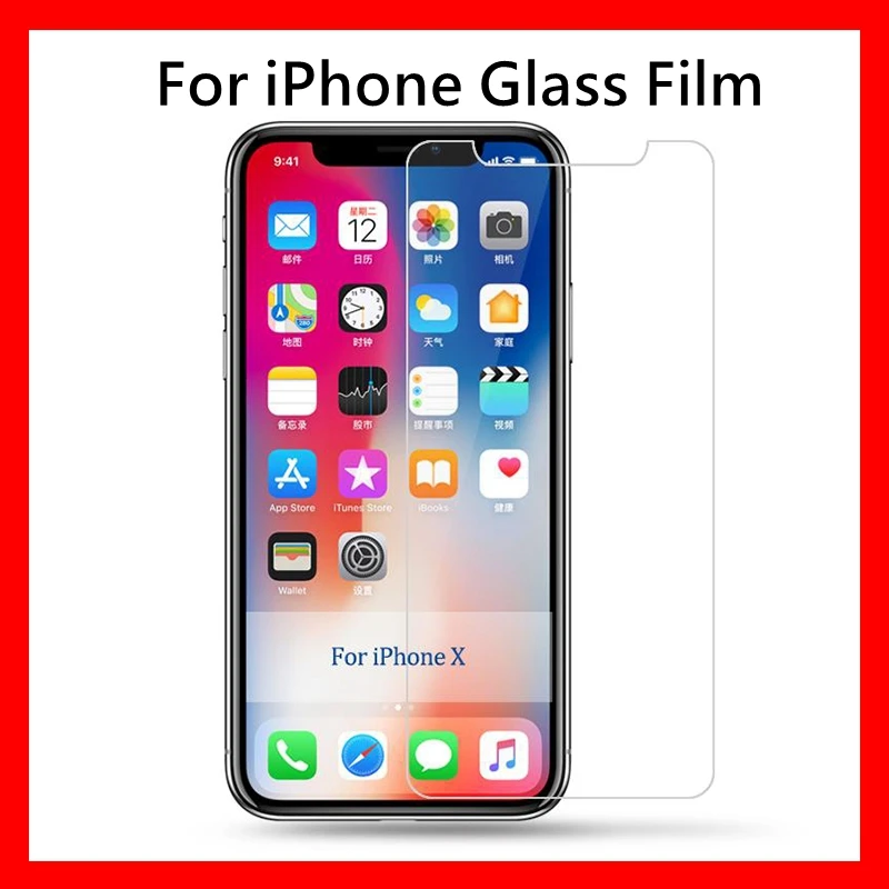 2 шт. 9H взрывозащищенное Закаленное стекло для iPhone X Ten 10 8 Plus 7 6 6S 5 5S SE 5C 4 4S Защитная