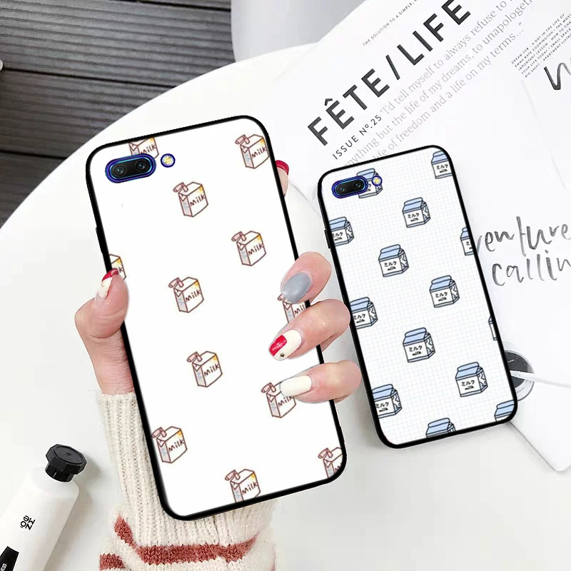 Kawaii Japanese Milk Silicone Case for Huawei honor 6A 7A Pro 7X 8 Lite 8A 8X 8C 9 Note 10 View 20 20S 9X | Мобильные телефоны и