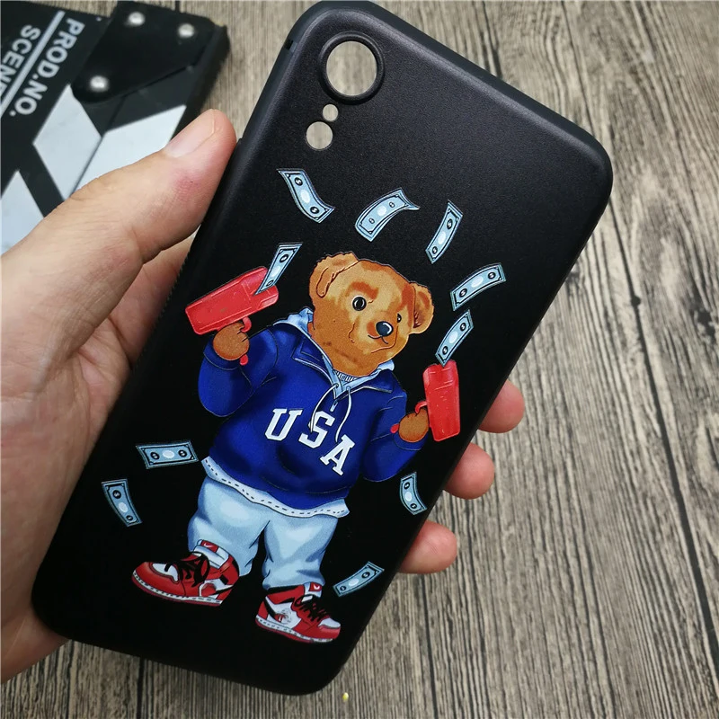 Роскошный итальянский чехол Gg с милым медведем для телефона Iphone 11 Pro X Xs Max Xr 10 8 7 6 6s Plus, мягкий матовый силиконовый чехол