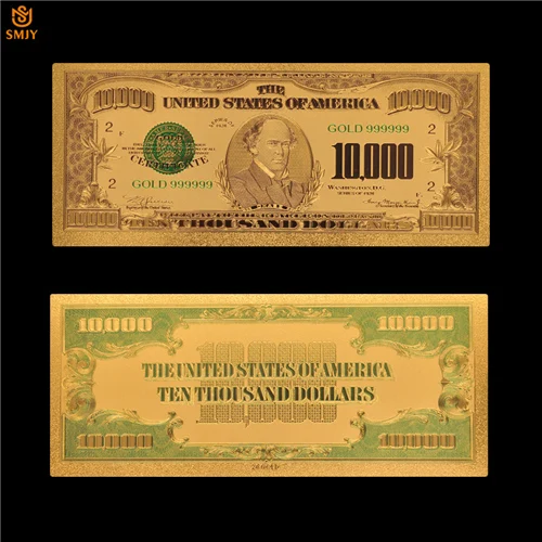 1875 США сувенир Золотая банкнота$1000 доллар цвет Позолоченные деньги бумажная банкнота для сбора - Цвет: 10000 Dollar(1918)