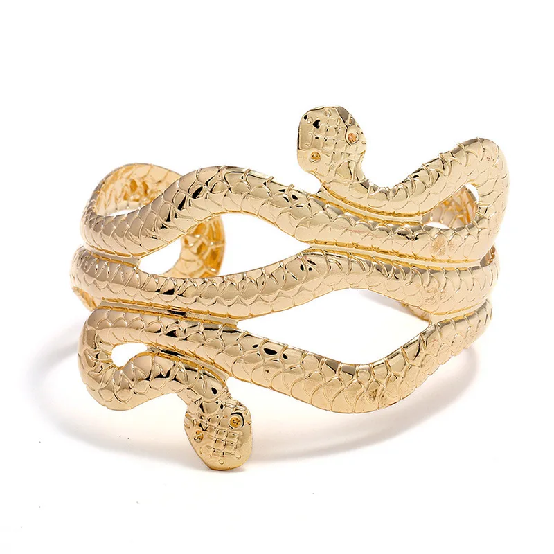 1PC Punk Personality Twining Snakes Open Bracelet Women Exaggeration Arm Cuff Bangle Gold Color Jewelry B50 | Украшения и