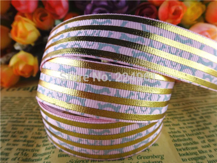 5 15080639,7/8 ''(22 мм) 10 ярдов золотые полосы фольга печатные корсажные ленты мультфильм ленты аксессуары для волос лента - Цвет: 5