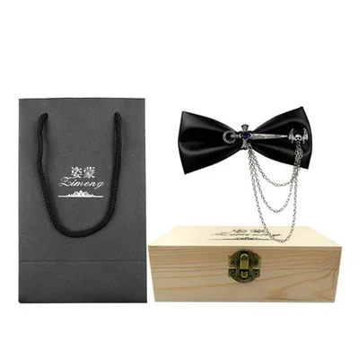 Sword Wooden box Модный свадебный классический черный галстук-бабочка креативный металлический декор в виде короны мужской галстук-бабочка костюм галстук-бабочка мужские костюмы Аксессуары - Цвет: Sword Wooden box
