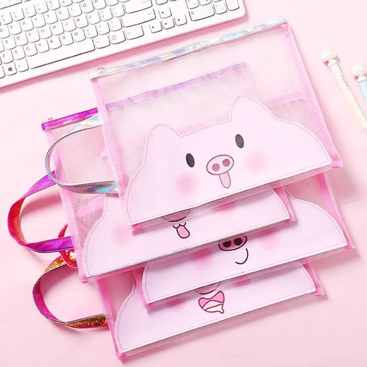 Kawaii в виде розовой свинки A4 Сумка-папка для документов студентов экзаменационных