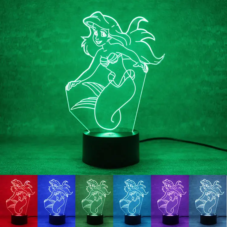 Amazon burst 3D ночник Русалка B цветная Кнопка USB питание акриловый материал для