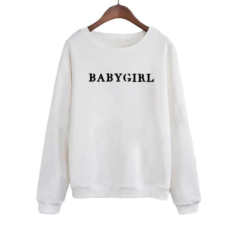 

Women Round Neck Hoodies Black and White Sudaderas Mujer Fashion Babygirl Sweatshirt Autumn New Arrival Sweatshirt