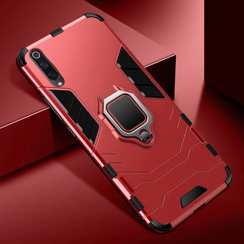 Красный ITEUU противоударный чехол с кольцом на палец для Xiaomi 9 9 SE чехол s Противоударная задняя крышка для Xiaomi 9 9SE - Цвет: Красный