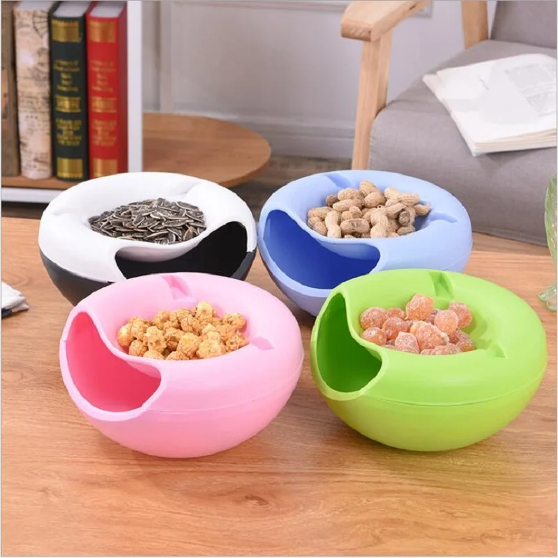 1PC New Multifunctional Plastic Double Layer Dry Fruit Containers Snacks Seeds Storage Box Garbage Holder Plate Dish Organizer | Дом и сад