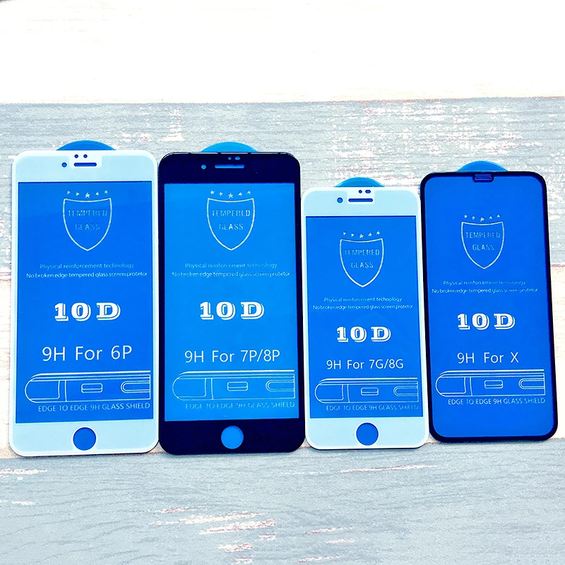 10D полное покрытие Защитное стекло для iPhone 6 стекло для iPhone 7 стекло 8 6s Plus 9 H закаленное стекло для iPhone X защита экрана