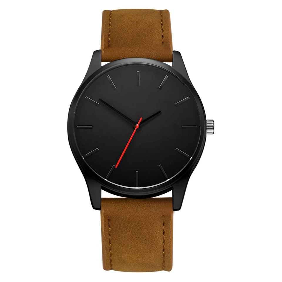 Brown LS1102 Военные кварцевые мужские часы, кожаные спортивные часы, Reloj, модные часы с большим циферблатом, высокое качество, наручные часы, Relogio Masculino - Цвет: Brown LS1102