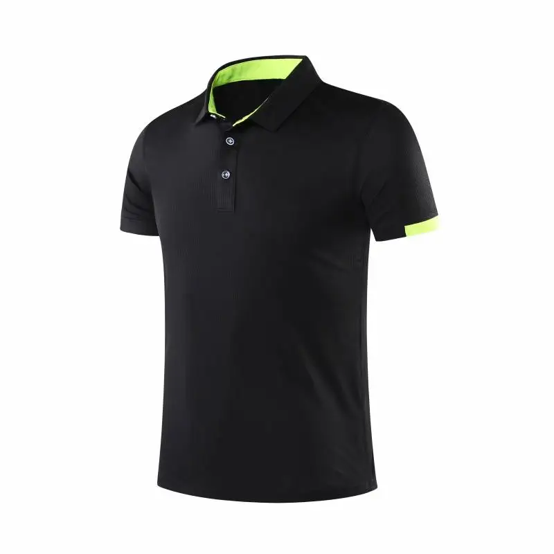 SY219 black Быстросохнущая Футболка Поло для бега, Мужская теннисная футболка, баскетбольный спортзал, футболка для бега, бадминтон, Футбольная спортивная одежда, сделай сам - Цвет: SY219 black