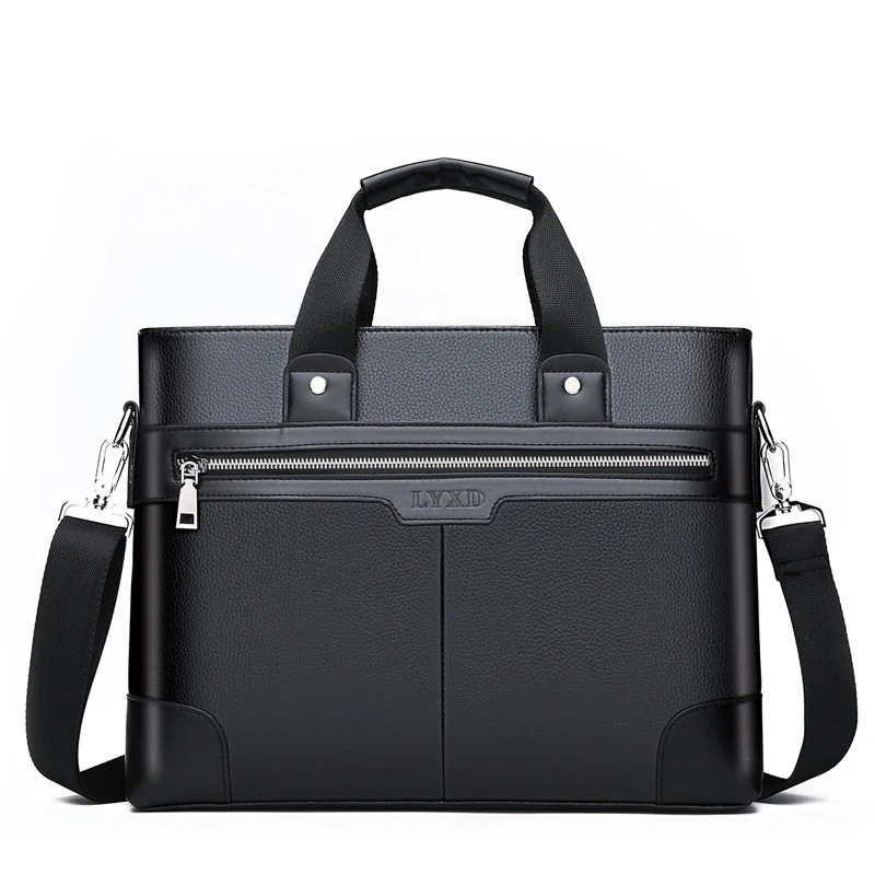 Men PU Leather Shoulder Fashion Handbags Business Bags Black Bag Men for Document Male Briefcases Leather Laptop Briefcases Bag