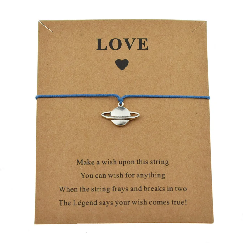 Женские браслеты с надписью Wish Love Card подарочные украшения в виде Юпитера урана