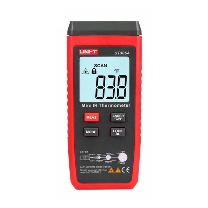 UNI T UT306A мини ЖК дисплей инфракрасный термометр для измерения температуры 35 ~ 300C
