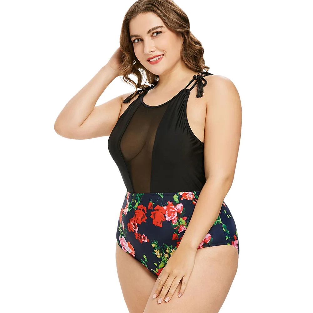 Wipalo размера плюс 5XL Женские костюмы с цветочным рисунком Летний Пляжный цельный