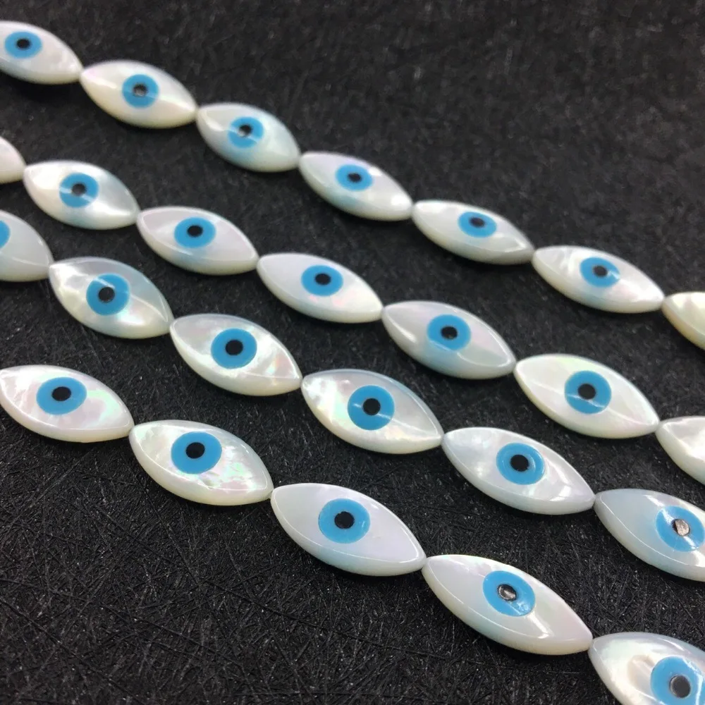 50 шт./лот 8x16 мм Marquise blue Evil Eye Швабра бусины натуральный Blue evil перламутровые для DIY