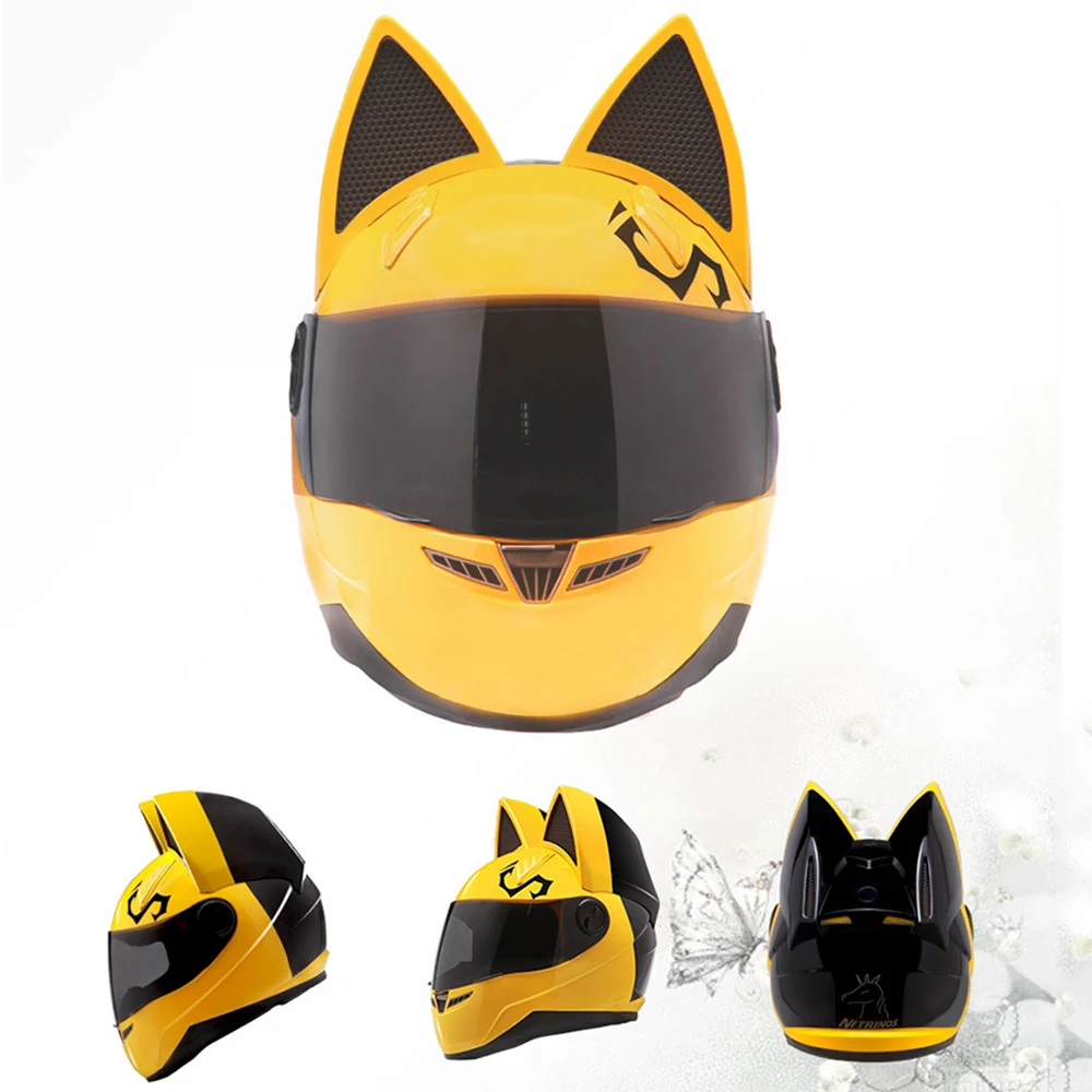 Мотоциклетный шлем NITRINOS Женский мотоциклетный в виде кошачьей головы с полным