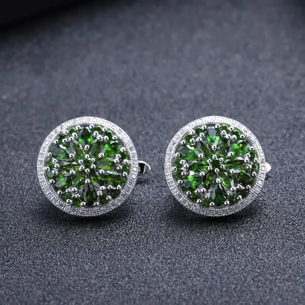 GEM'S BALLET 7.01Ct натуральный хром диопсид драгоценный камень 925 пробы серебряные классические серьги-гвоздики для женщин Свадебные ювелирные изделия