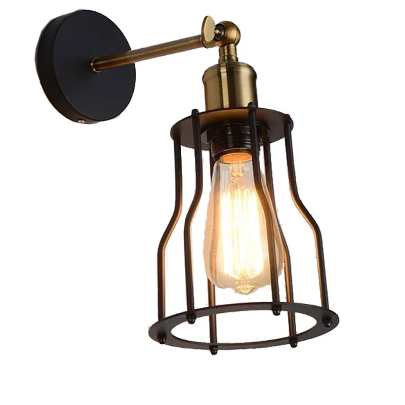 

Coffee Bar Wall Lights RH Loft Vintage Metal Cage Balcony Hallway Wall Sconce Country Rustic Corridor Stair Case Wall Lamps