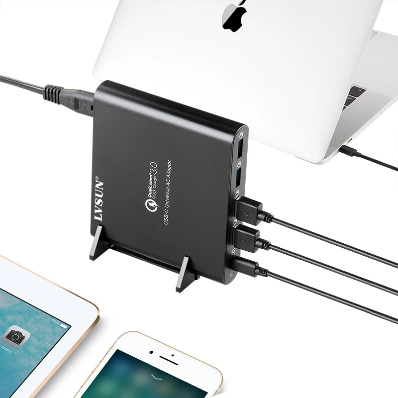 LVSUN QC 3,0 зарядное устройство для телефона, планшета, ноутбука, адаптер type-c USB-C USB C зарядное устройство для Macbook Spectre 13 Yoga 5 Dell Hp Xiao mi