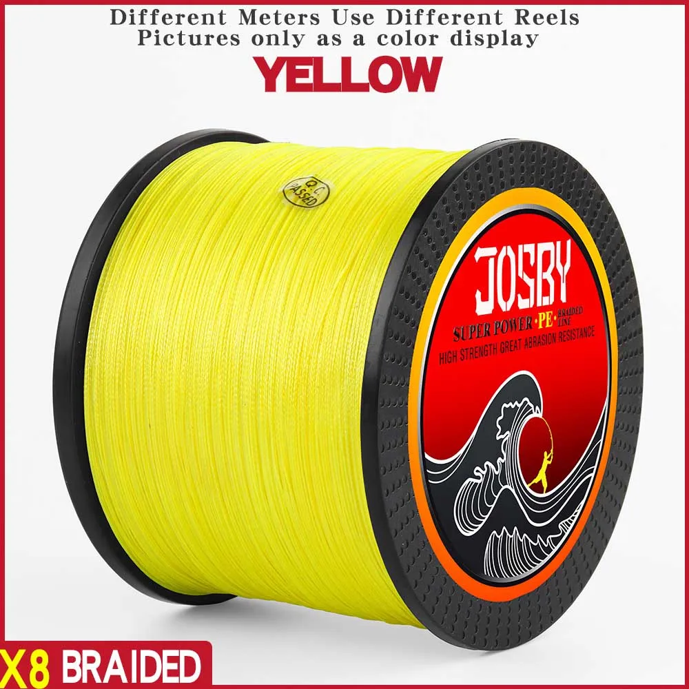Yellow JOSBY Pesca нахлыстом леска 8 нитей PE Карп плетеный провод Peche море Спиннинг Multifilamento шнур 12~ 120 фунтов 1000 м 500 м 300 м 150 м - Цвет: Yellow
