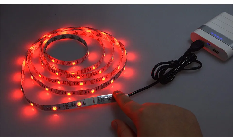 Водостойкая Лента USB RGB источник питания Светодиодная лента 3528/5050 SMD 50 100 200 см DC 5 В для ТВ фоновый светильник ing Book светильник