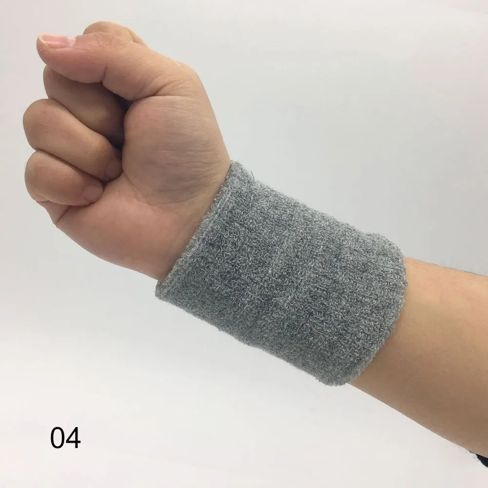 04 Light Gray 1 шт. спортивный впитывающий Пот браслет для спортзала, дышащие нарукавники, нарукавники на запястье, поддержка 8x10 см, для взрослых и детей, баскетбольные беговые напульсники - Цвет: 04 Light Gray