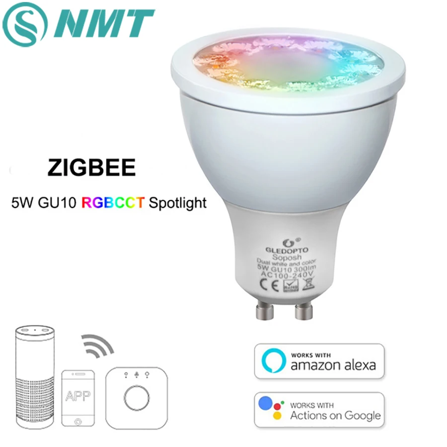 ZIGBEE RGBCCT 5 Вт GU10 Светодиодный прожектор с регулируемой яркостью смарт-Голосовое