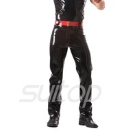 suitop 0 4mm latex rubber glued leggings with front zip pants trousers with belt jeans
