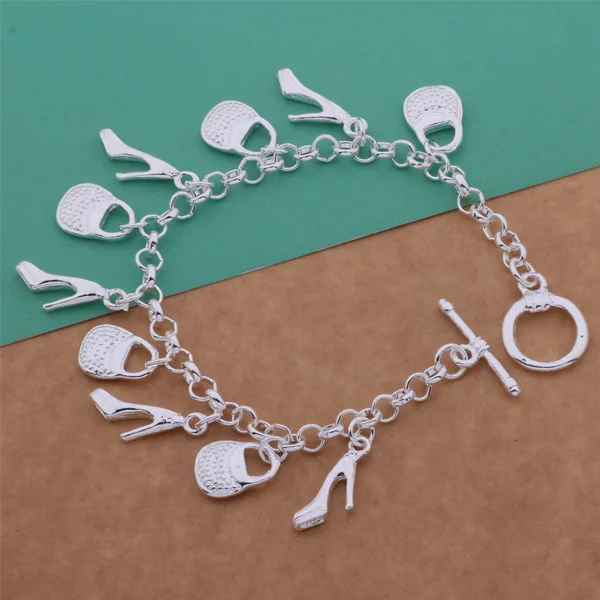 Elegant Gorgeous AH052 Wholesale Silver Plated Gift Women Lady Nice High Quality Fashion Jewelry High-heeled Shoes Lock To |